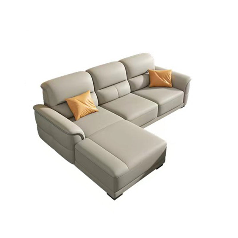 Ultra-Modern Genuine Sofa with Pillow Back and Rolled Arm in Wood