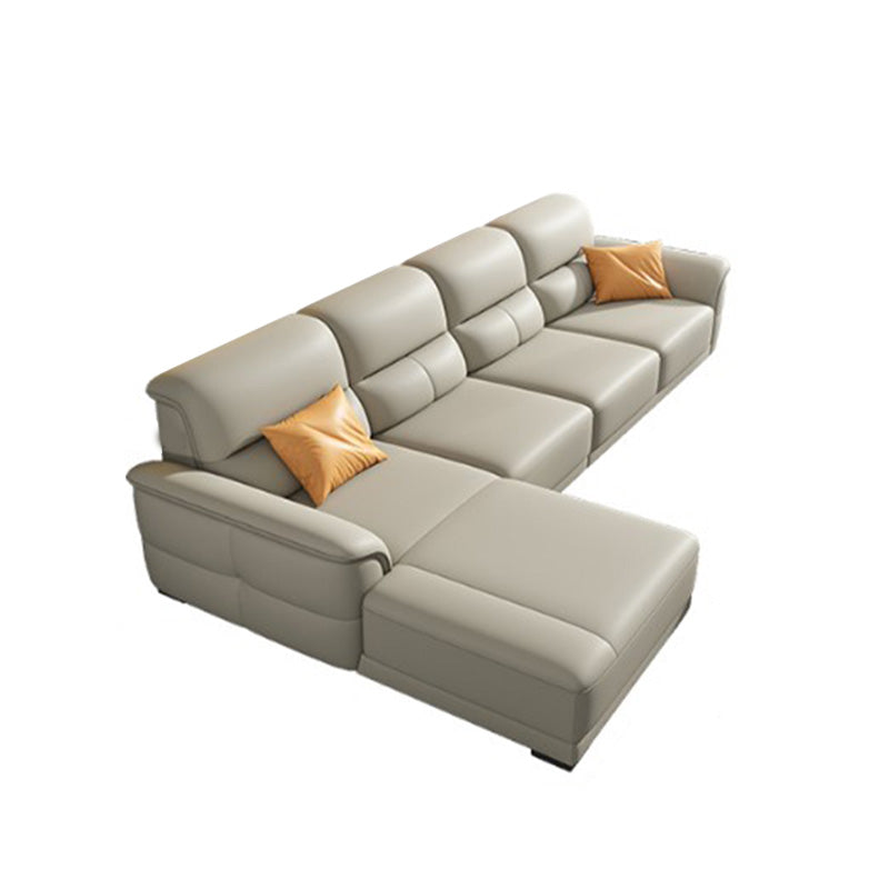 Ultra-Modern Genuine Sofa with Pillow Back and Rolled Arm in Wood