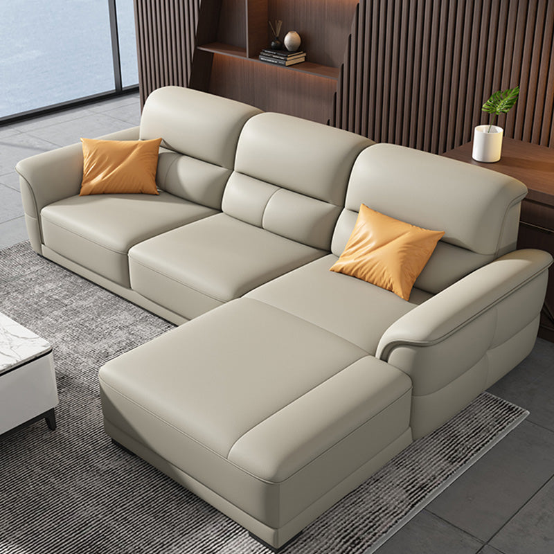 Ultra-Modern Genuine Sofa with Pillow Back and Rolled Arm in Wood