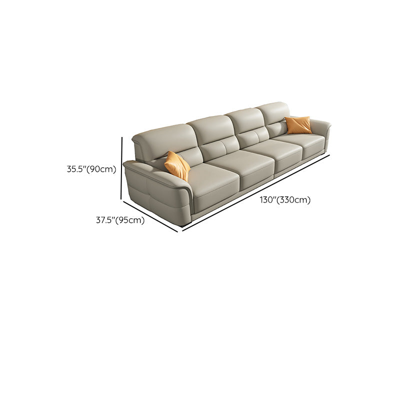 Ultra-Modern Genuine Sofa with Pillow Back and Rolled Arm in Wood
