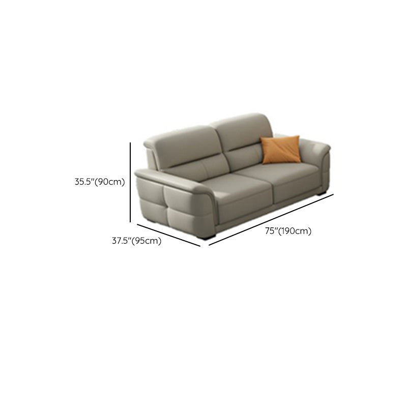 Ultra-Modern Genuine Sofa with Pillow Back and Rolled Arm in Wood