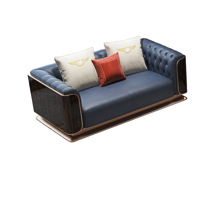 Modern Genuine Leather Sofa 29.52" High Pillow Top Arm Sofa