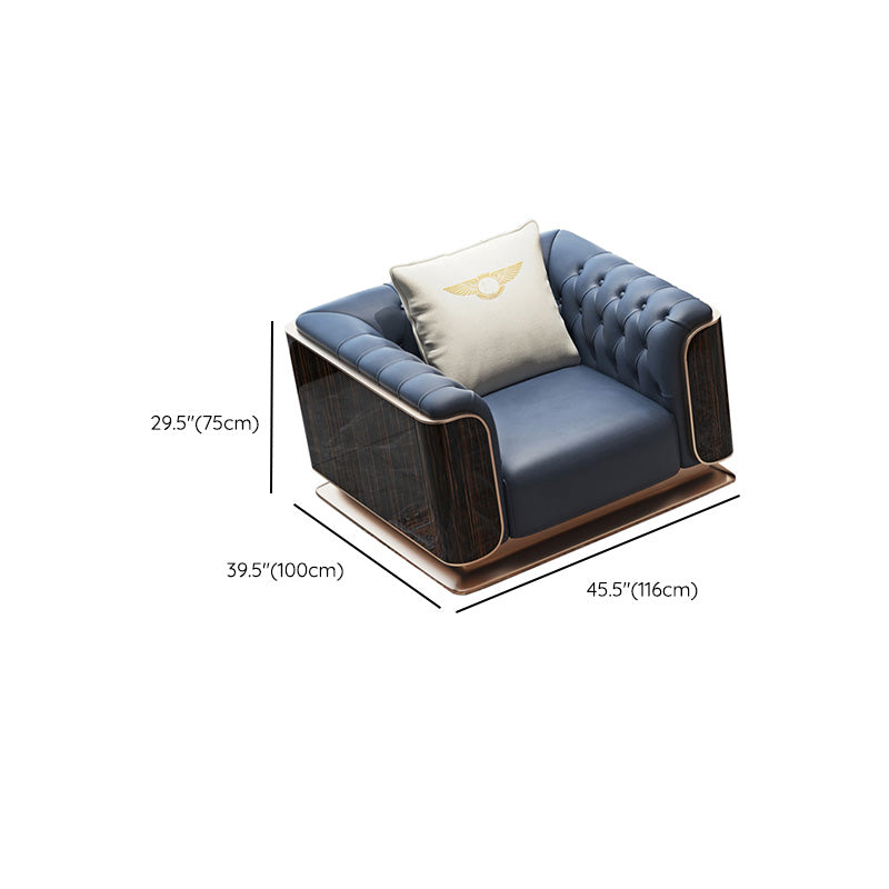 Modern Genuine Leather Sofa 29.52" High Pillow Top Arm Sofa