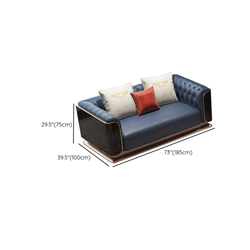 Modern Genuine Leather Sofa 29.52" High Pillow Top Arm Sofa