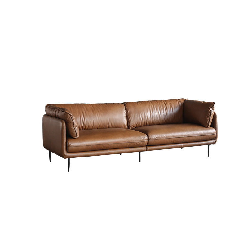Faux Leather Sofa 31.49" High Tuxedo Arm Sofa with Loose Back