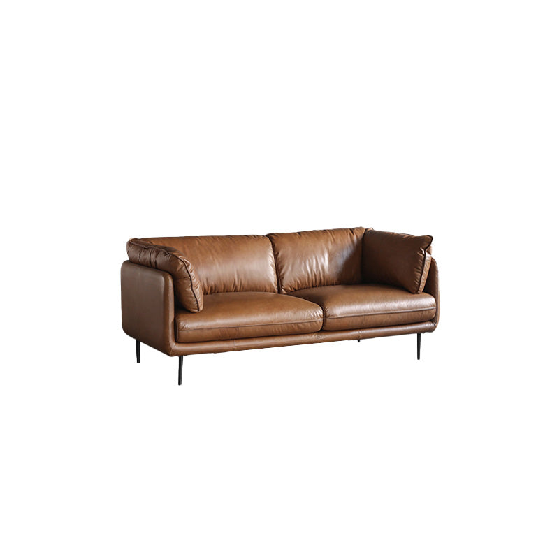 Faux Leather Sofa 31.49" High Tuxedo Arm Sofa with Loose Back