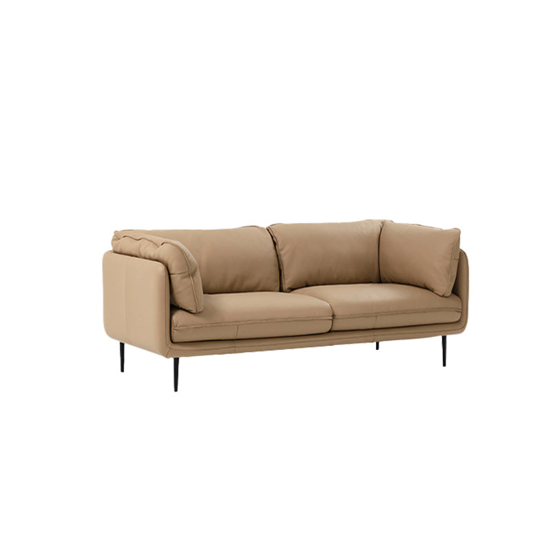 Faux Leather Sofa 31.49" High Tuxedo Arm Sofa with Loose Back