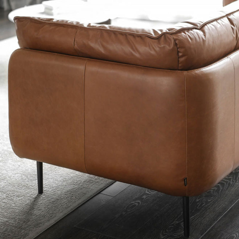 Faux Leather Sofa 31.49" High Tuxedo Arm Sofa with Loose Back