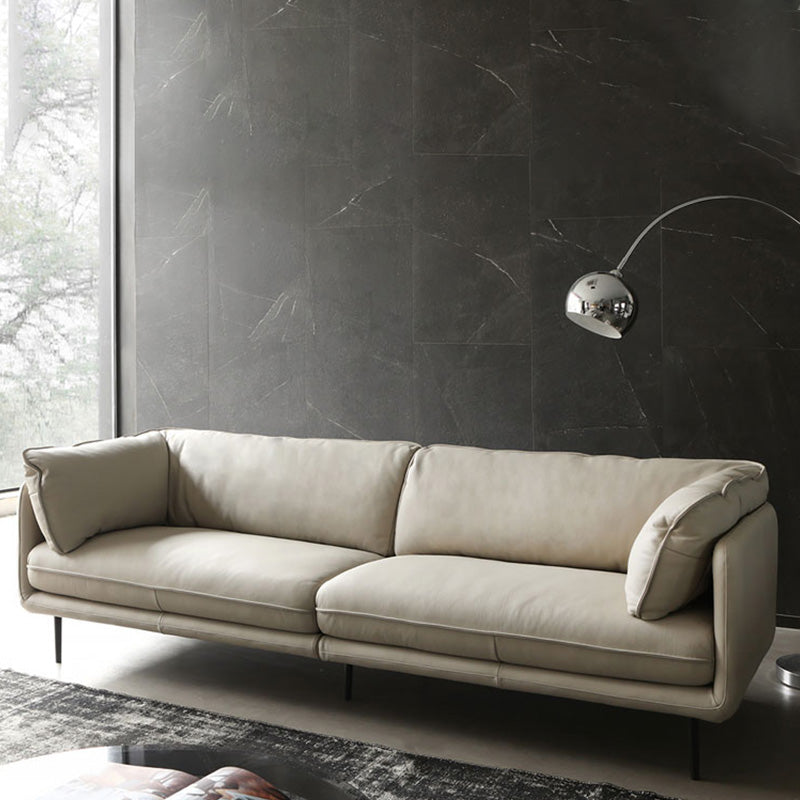 Faux Leather Sofa 31.49" High Tuxedo Arm Sofa with Loose Back