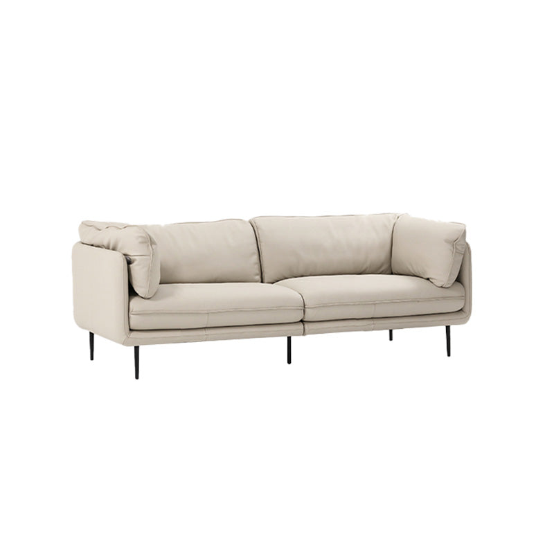 Faux Leather Sofa 31.49" High Tuxedo Arm Sofa with Loose Back