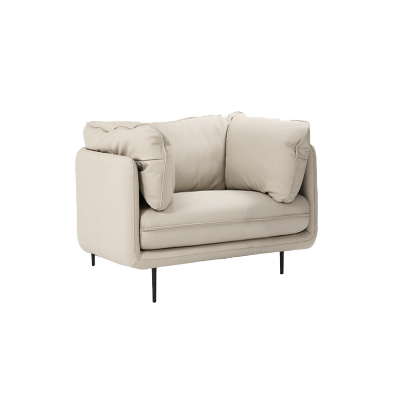 Faux Leather Sofa 31.49" High Tuxedo Arm Sofa with Loose Back
