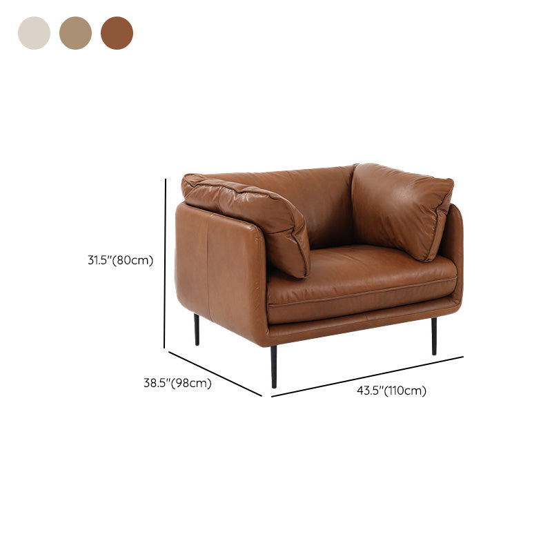 Faux Leather Sofa 31.49" High Tuxedo Arm Sofa with Loose Back