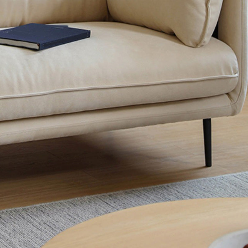 31.49" High Sofa Faux Leather Tuxedo Arm Sofa with Loose Back