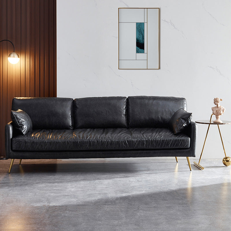 31.88" High Sofa Contemporary Faux Leather Square Arm Sofa with Cushions