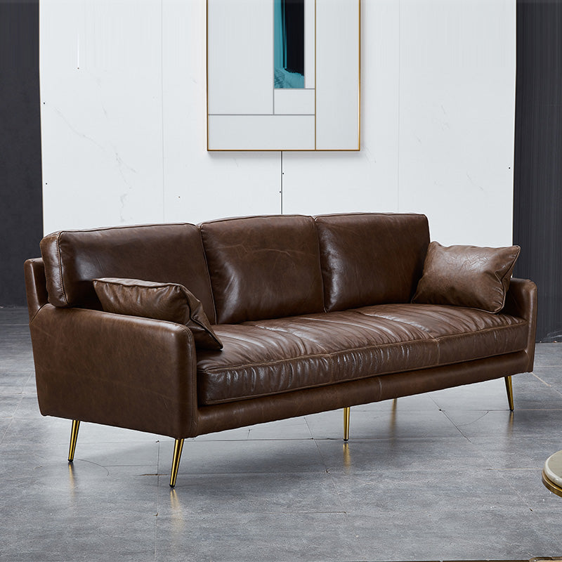 31.88" High Sofa Contemporary Faux Leather Square Arm Sofa with Cushions