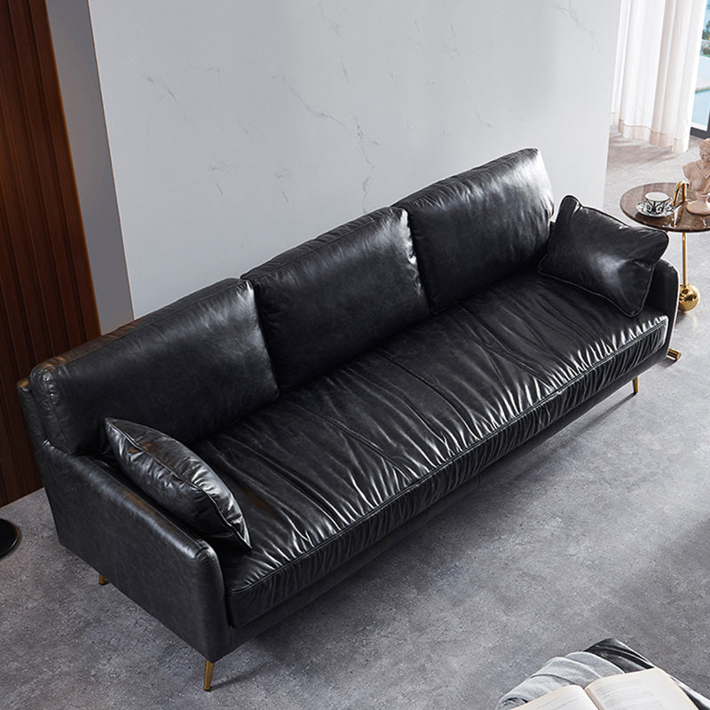 31.88" High Sofa Contemporary Faux Leather Square Arm Sofa with Cushions