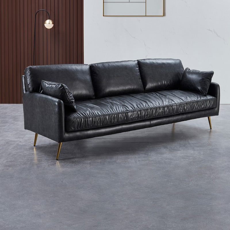 31.88" High Sofa Contemporary Faux Leather Square Arm Sofa with Cushions