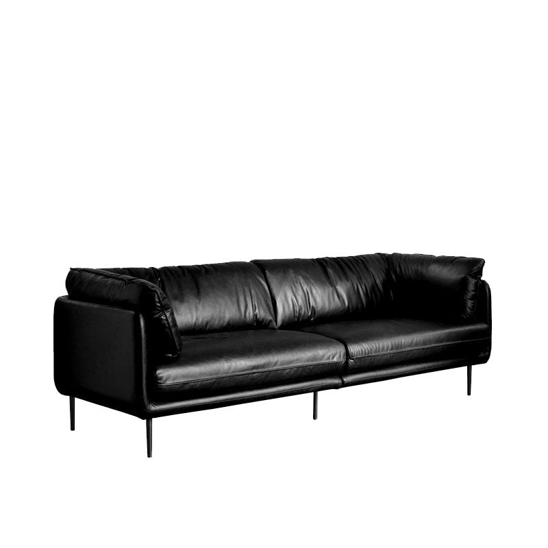 Contemporary 31.49" High Sofa Genuine Leather Tuxedo Arm Sofa