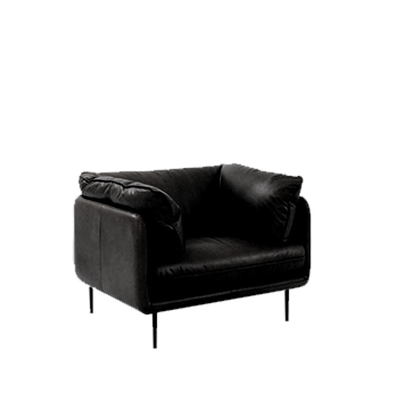 Contemporary 31.49" High Sofa Genuine Leather Tuxedo Arm Sofa