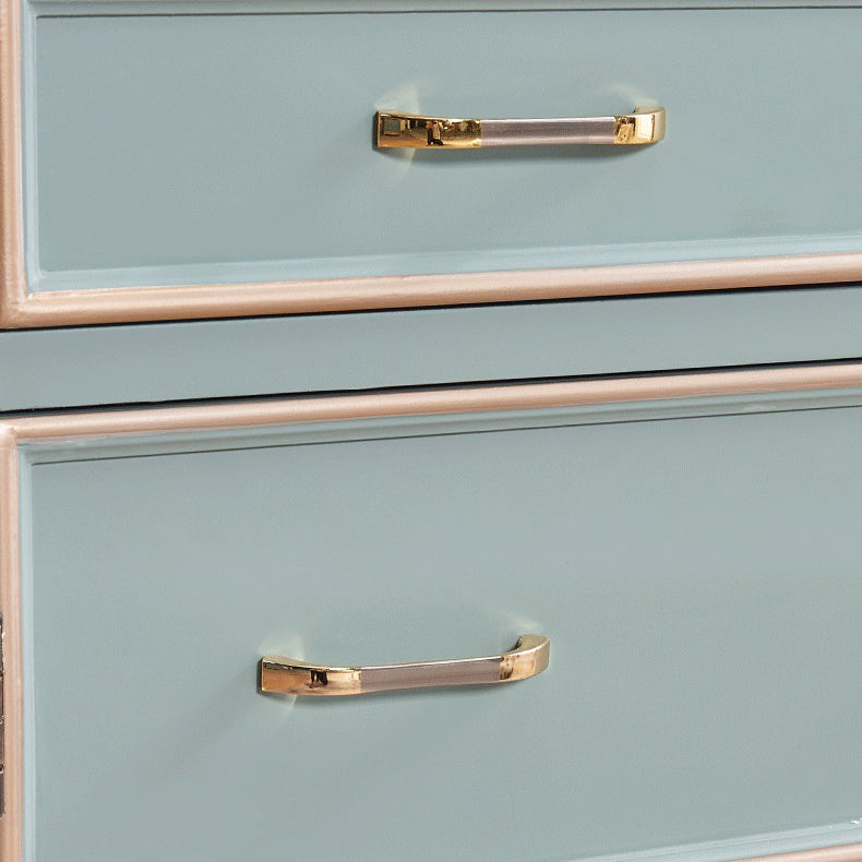 Mid-century Modern Wooden Chest in Blue Rectangle Accent Chest with Drawers