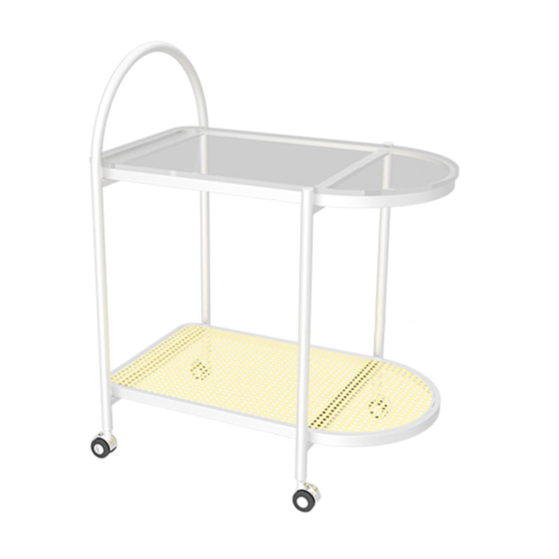 23.62" Wide Metal Side Table Oval Glass Top Sofa Side Accent Table