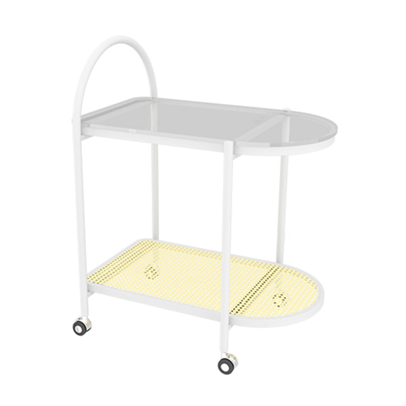 23.62" Wide Metal Side Table Oval Glass Top Sofa Side Accent Table