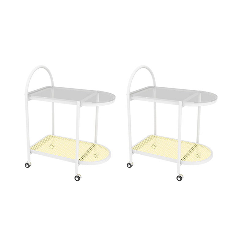 23.62" Wide Metal Side Table Oval Glass Top Sofa Side Accent Table