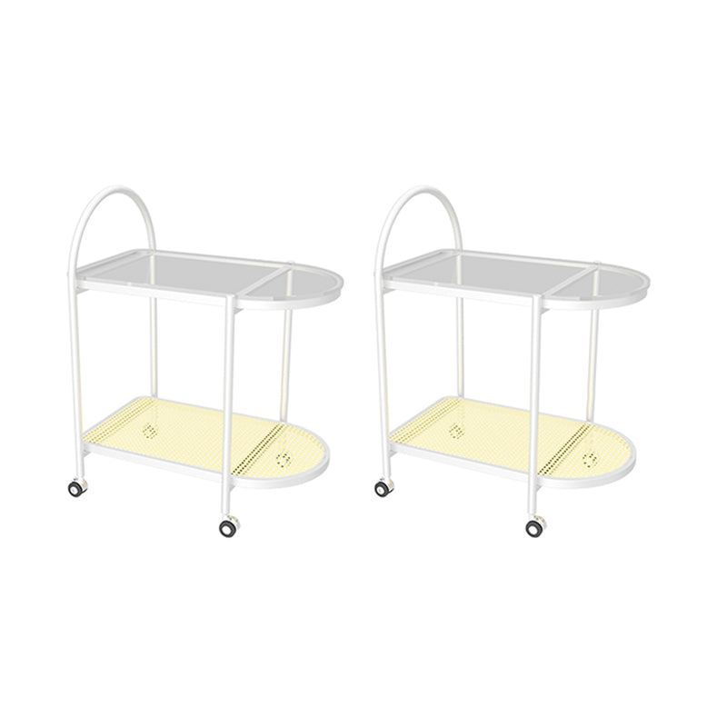 23.62" Wide Metal Side Table Oval Glass Top Sofa Side Accent Table