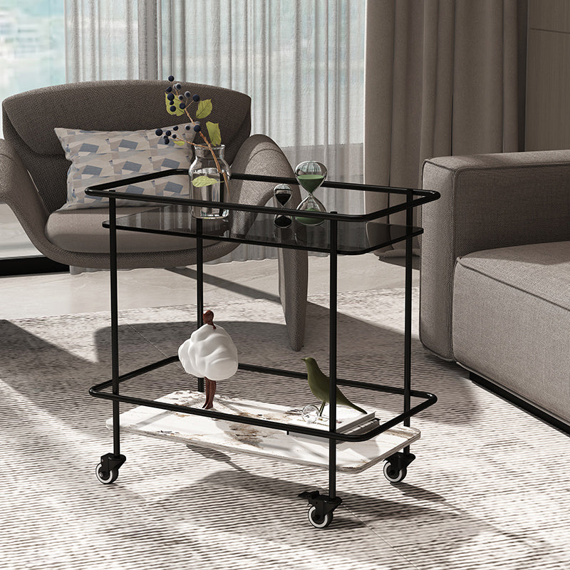 23.62" Tall 4 Legs Side Table Modernistic Metal Side End Snack Table