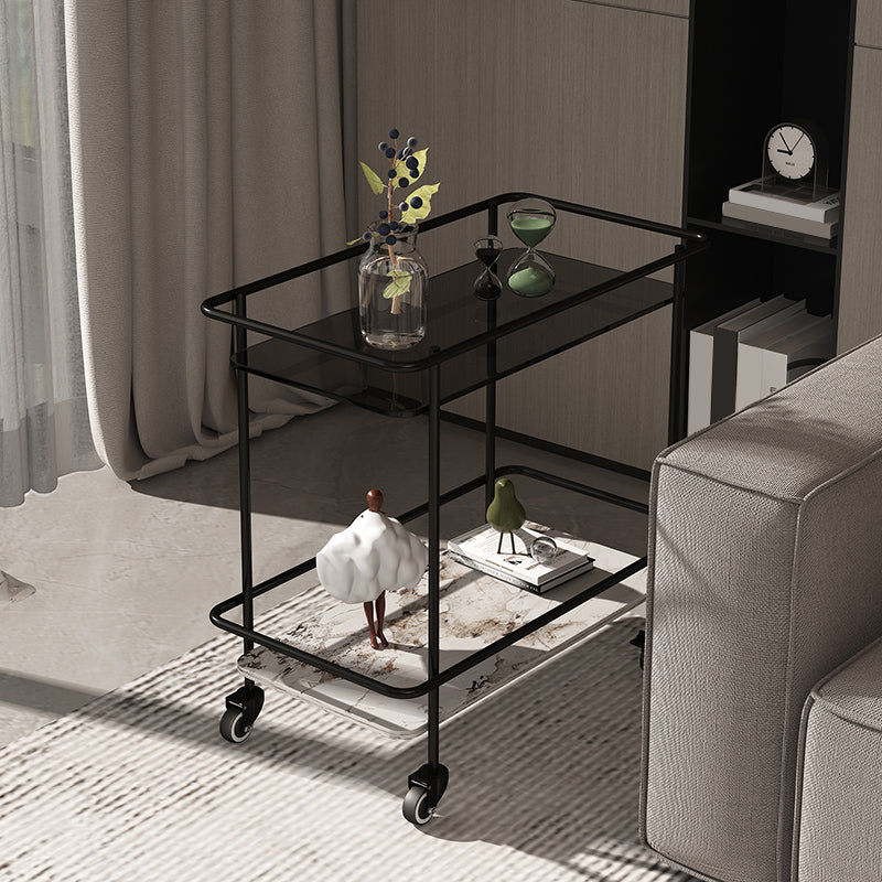 23.62" Tall 4 Legs Side Table Modernistic Metal Side End Snack Table