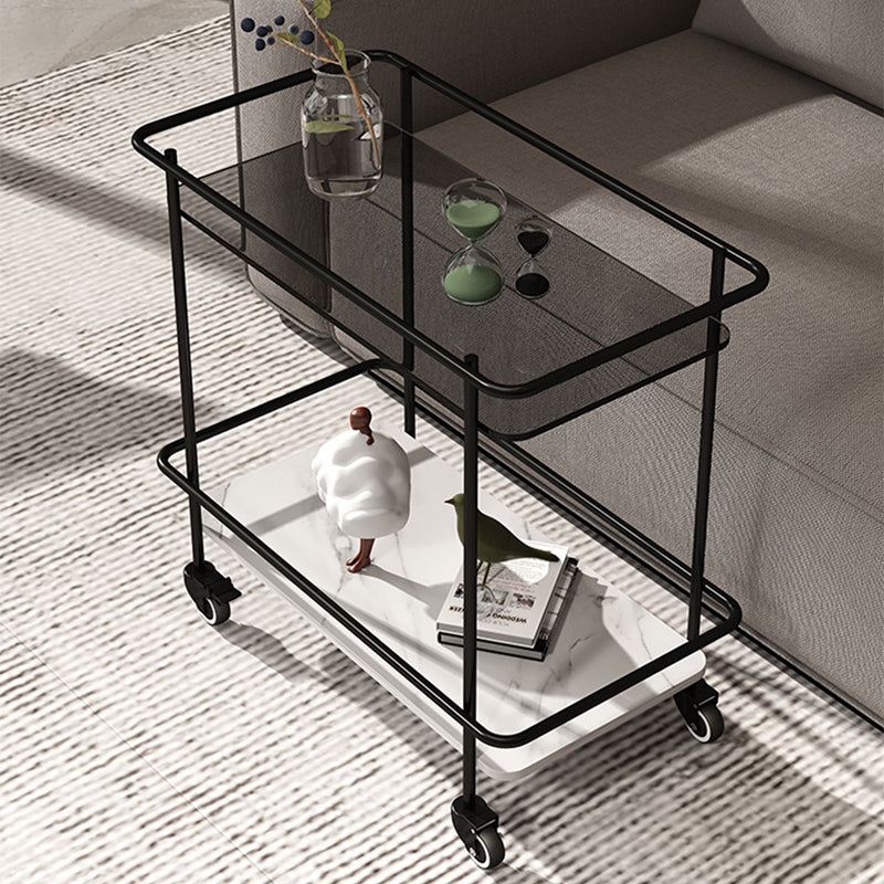 23.62" Tall 4 Legs Side Table Modernistic Metal Side End Snack Table