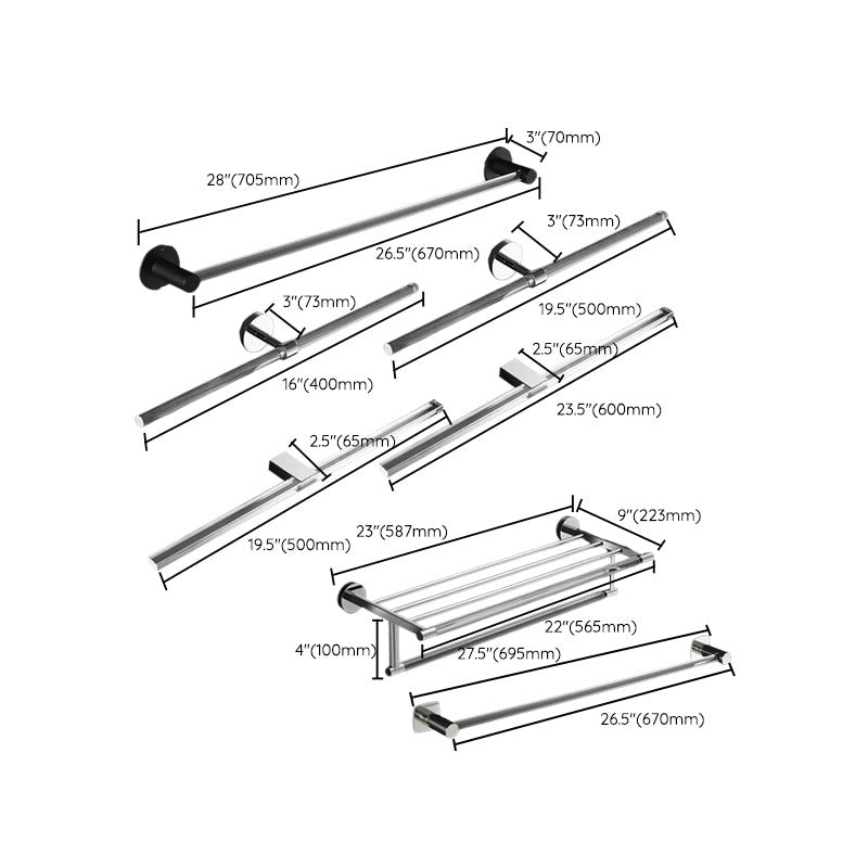 Modern Bathroom Accessory As Individual Or As a Set in Plastic and Metal