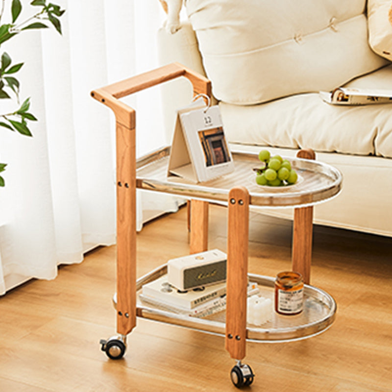 15" Wide Contemporary Corner Table Solid Wood Double Tier Accent Side Table