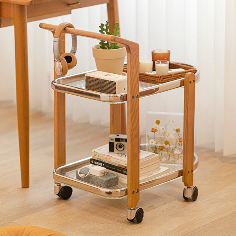 15" Wide Contemporary Corner Table Solid Wood Double Tier Accent Side Table