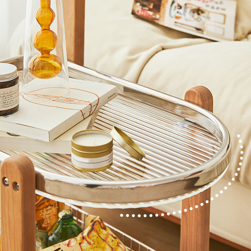 15" Wide Contemporary Corner Table Solid Wood Double Tier Accent Side Table