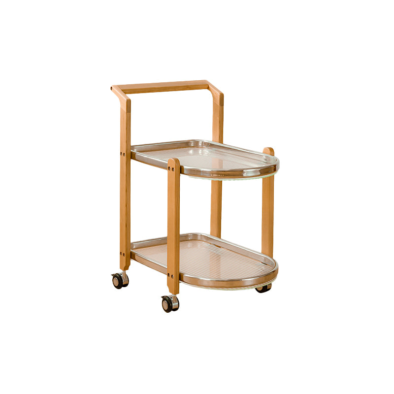 15" Wide Contemporary Corner Table Solid Wood Double Tier Accent Side Table