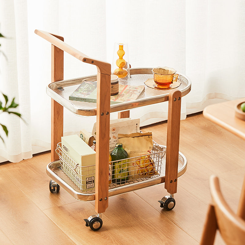 15" Wide Contemporary Corner Table Solid Wood Double Tier Accent Side Table