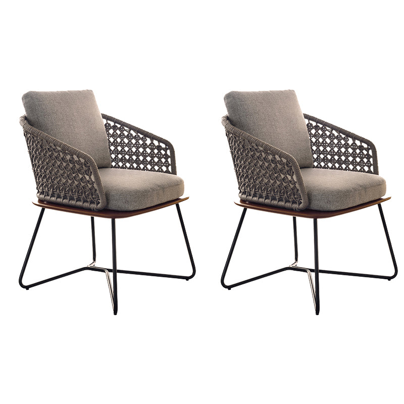 Contemporary Metal Outdoors Dining Chairs Open Back Outdoor Bistro Chairs