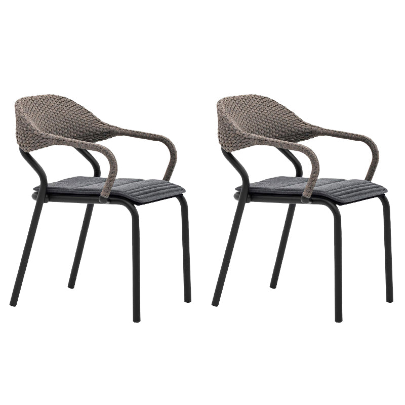 Contemporary Metal Outdoors Dining Chairs Open Back Outdoor Bistro Chairs