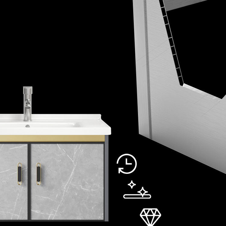 Vanity Sink Rectangular Ceramic Sink Drawer Storage Shelf Vanity Sink