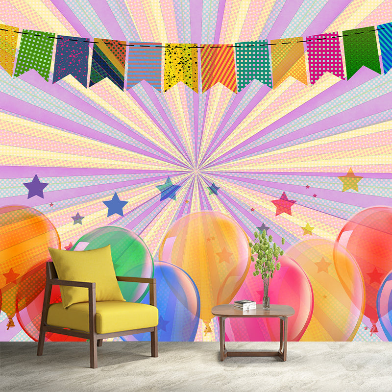 Cartoon Pattern Illustration Mural Mildew Resistant Wallpaper Sleeping Room Wall Mural
