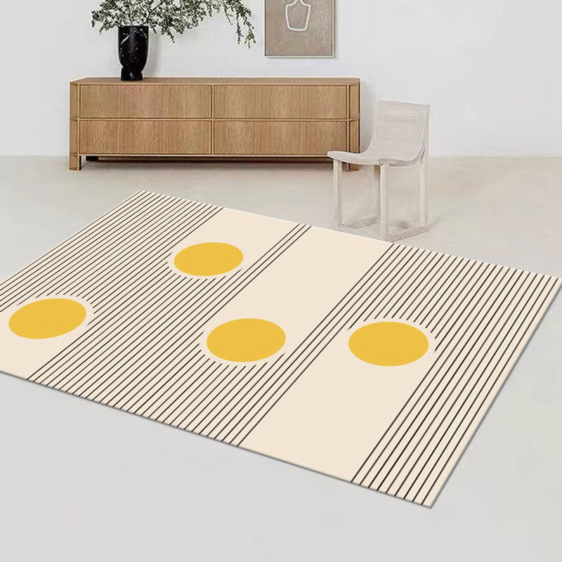 Modern Yellow Rug Polyester Circle Rug Tear Resistant Rug for Living Room