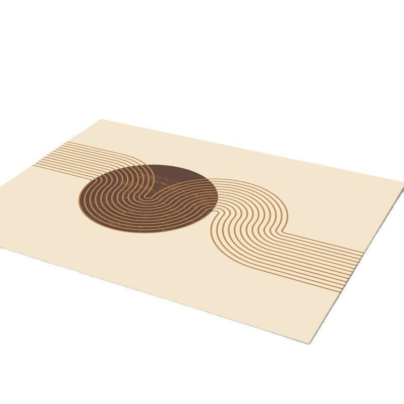 Modern Yellow Rug Polyester Circle Rug Tear Resistant Rug for Living Room