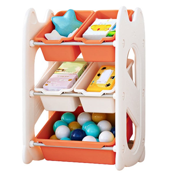 Scandinavian Freestanding Bookcase Non-Skid Book Shelf with Storage Bin