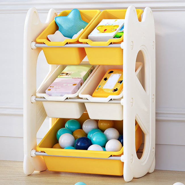 Scandinavian Freestanding Bookcase Non-Skid Book Shelf with Storage Bin