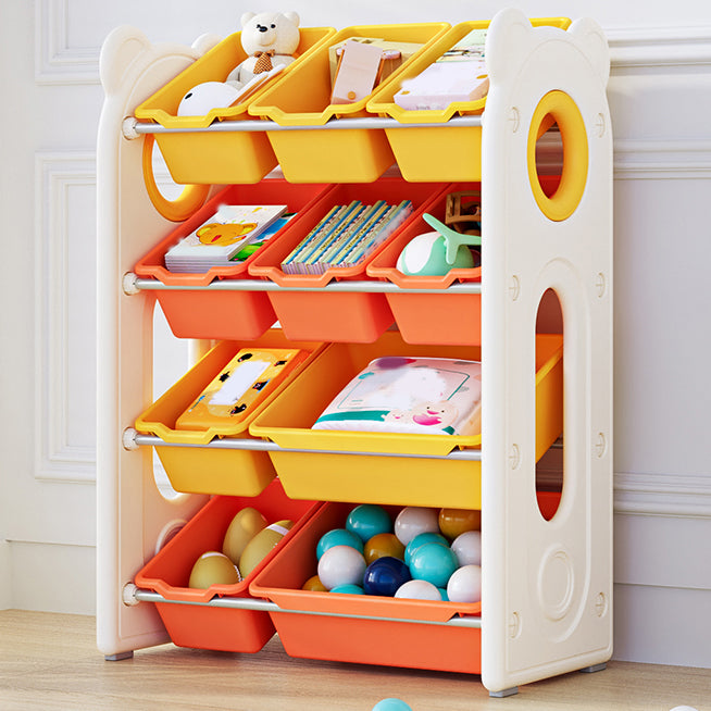 Scandinavian Freestanding Bookcase Non-Skid Book Shelf with Storage Bin