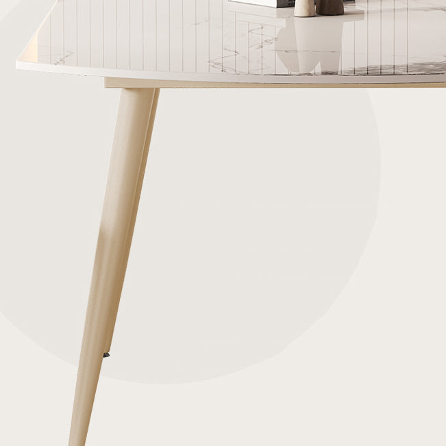 Round Modern Dining Table for Kitchen White Dinette Table with Metal Legs