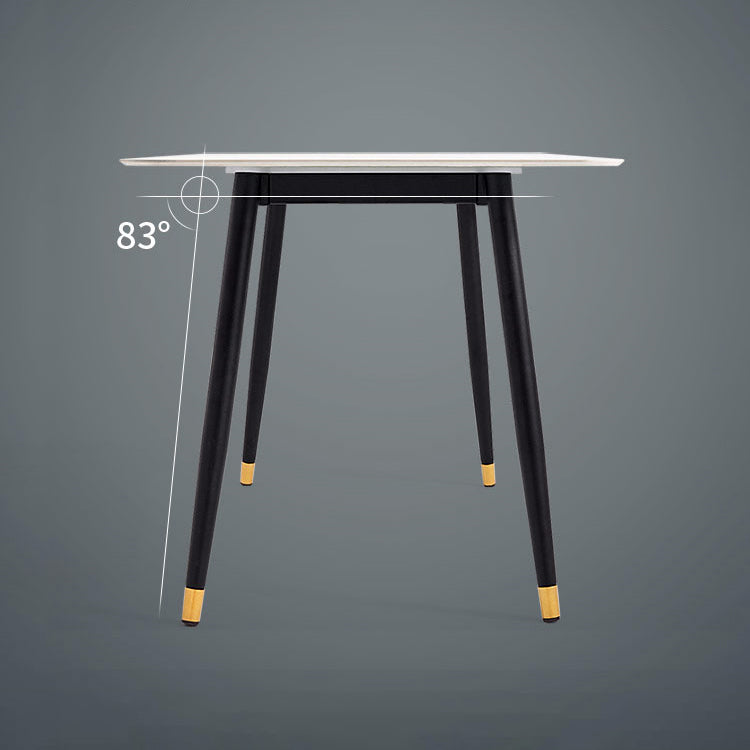 Rectangle Modern Dining Table White Stone Top Indoor Dinette Table