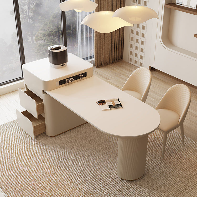 Modern Free Form Dining Table Stone Top Dinette Table with Storage