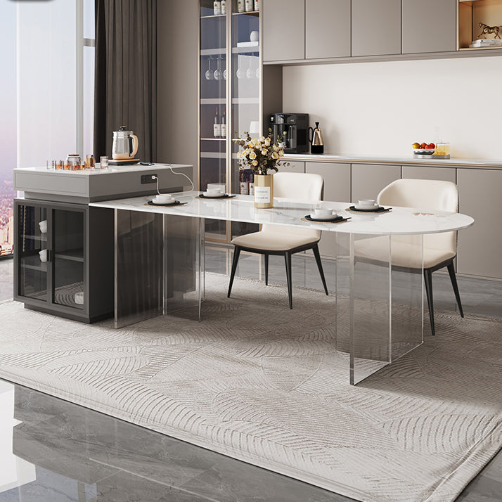 Sintered Stone Dining Table Acrylic Base Dinner Table for Dining Room